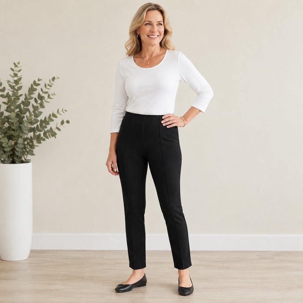 Chico's So Slimming Brigitte Black Pull On Ponte Pants Petite 0.5 Career